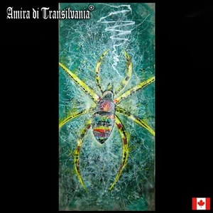 modern art contemporary painting decorative landscape spider insect animal green - Foto 1 di 24