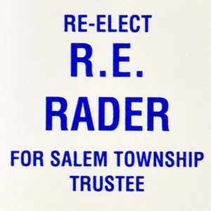60er Jahre Re-Elect E.R. Rader für Salem Township Treuhänder Warren County Ohio Wahl - Bild 1 von 4