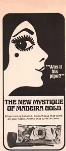 Madeira gold Pipe Tobacco 1970 Vintage Black and White Smoking Print Ad - Picture 1 of 1
