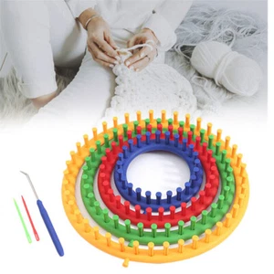 Round Knitting Looms Set Knit Circle Tool Craft Kit Tool with Hook Needle NEW - Picture 1 of 15