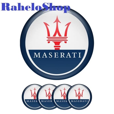 Juego de 4 pegatinas emblema logotipo Maserati todos los tamaños abovedado silicona epoxi impresión 3D Foto 1 de 2