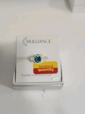 Anel Brilliance Fine Jewelry Crystal da Swarovski folheado a prata fina tamanho 9 - Imagem 1 de 4