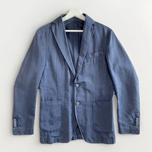 Spada Roma Blazer Sakko Herren Größe EU 48 UK 38 Blau Baumwolle Leinenmischung Freizeit - Bild 1 von 13