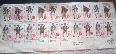 1975 10 Cent Continent Military Uniforms Postage Stamp Plate Block - Image 1 of 2