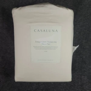 Casaluna King 300 Thread Count Temperature Regulating Solid Sheet Set Natural - Picture 1 of 5