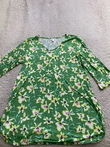 J.Jill Women Rayon Blend Floral 3/4 Sleeve V-Neck Blouse Multicolor Size M - Picture 1 of 9