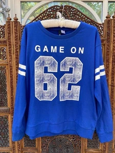 Women’s H&M Blue Sweatshirt American Sports Theme Worn Once Size M - Picture 1 of 3