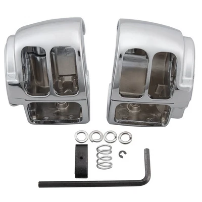 Chrome Switch Housing Covers For Harley-Davidson Softail Dyna Road King V-Rod - Image 1 of 4