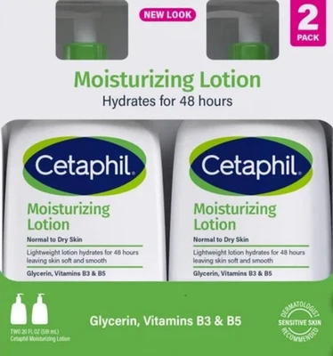 Cetaphil Moisturizing Lotion, Dry to Normal Sensitive Skin, 20 fl oz, 2-count - Image 1 of 3
