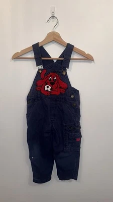 Vintage RARE Big Face Clifford The Big Red Dog Soccer Overalls Blue 90s - Image 1 of 4