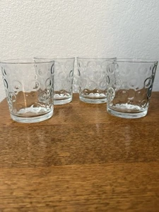 Set Of 4 - VTG Pasabahce Mirage Double Old Fashioned Glasses Circle Optics - Picture 1 of 5