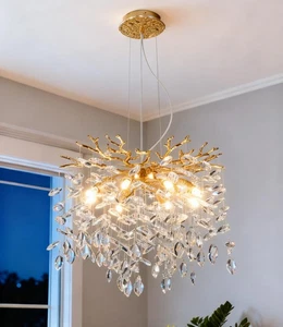 Modern Crystal Tree Branches Chandelier, 18in Gold 6 Lights Large Ceiling Han... - Bild 1 von 9