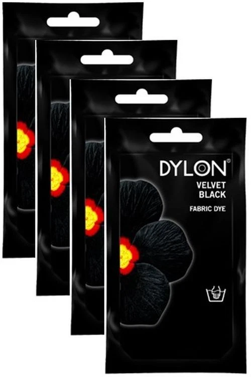 4x Dylon Intense Velvet Black Fabric and Clothes Hand Dye 50g - Image 1 of 1