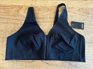 Avenue Body Black Solid Size 34C Wireless Front-Close Cotton Comfort Bra NWT - Picture 1 of 2