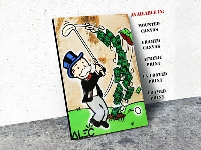 ECLECTICARTDECOR Alec Monopoly Money Golf Art Print | Mounted Canvas | Framed Canvas |Acrylic