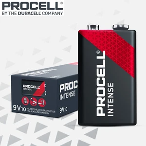 10 Duracell Procell Intense 9v pile transistor 9volt block batterie alta potenza - Foto 1 di 9