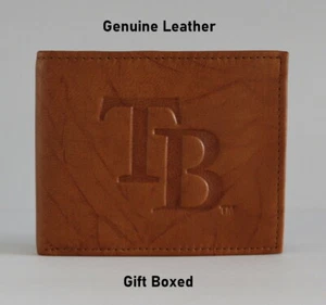  Tampa Bay Rays MLB Baseball Wallet Lic. BI-Fold Leather Billfold Brown Tan - Photo 1/5