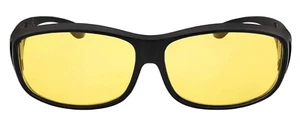 Black Polycarbonate UV400 Sunglasses Fit Over Glasses, Polarized 100% UV Protect - Picture 1 of 5