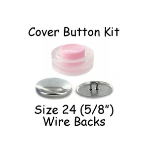 Size 24 (5/8 inch) Cover Buttons Starter Kit (makes 10) with Tool - Wire Backs - Picture 1 of 2
