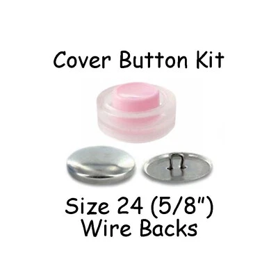 Size 24 (5/8 inch) Cover Buttons Starter Kit (makes 10) with Tool - Wire Backs  - Image 1 of 2