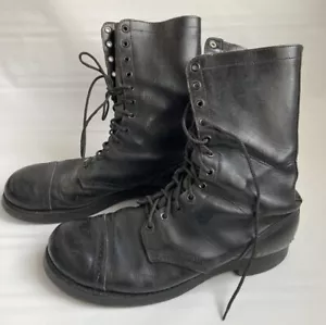 Stivali vintage jump boots pelle nera punta cappuccio combattimento uomo taglia sconosciuta senza marchio con usura. - Foto 1 di 14