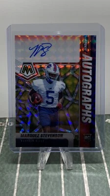 2021 Mosaic Choice Fusion Red & Yellow Prizm Marquez Stevenson Rookie Auto Bills - Image 1 of 2