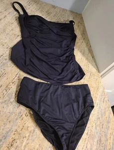 Soft Surroundings Sunsets Size L Bikini Tankini & Briefs Ruched Lined Tummy Set - Picture 1 of 18