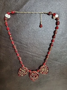 Collana di perline ceche rosse pellegrinaggio islamico vintage da collezione di Kay Elle - Foto 1 di 19