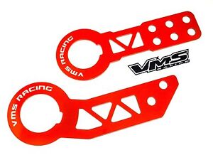 RED F+R VMS PRO SERIES FORGED STEEL TOW HOOKS FOR 88-91 HONDA CIVIC CRX EF 