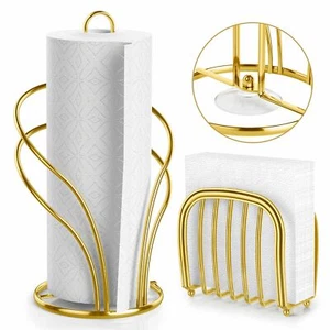 Paper Towel Holder Countertop & Paper Napkin holder Set Stainless Steel Standing - Picture 1 of 7