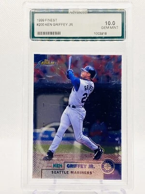1999 Topps Finest #200 Ken Griffey Jr. W/O The Protective Film AGS 10 - Image 1 of 2
