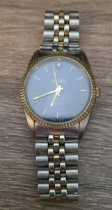 Vtg John Weitz Watch 30mm Quartz Blue Face Two Tone Strap Steel Back LJW154 - Picture 1 of 5