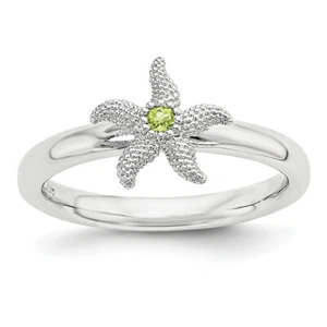 Lex & Lu Sterling Silver Stackable Expressions Peridot Starfish Ring LAL9055 - Picture 1 of 1