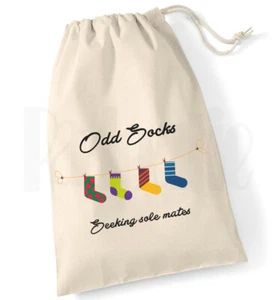 Odd Socks on Line (Sole Mate) Drawstring Storage Bag - Picture 1 of 2