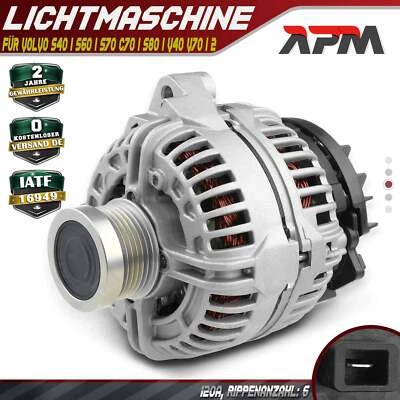 Generatore alternatore 120A 12V per Volvo S40 I S60 I C70 I S80 I V40 V70 I II - Immagine 1 di 4