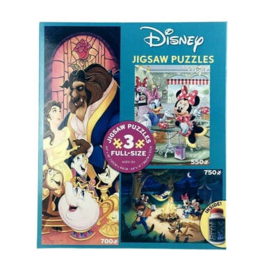 Disney 3-In-1 Jigsaw Puzzles: Beauty & The Beast ~ Mickey Camp ~ Minnie & Daisy - Image 1 of 3