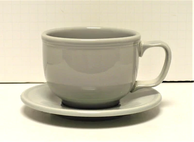 HOMER LAUGHLIN CHINA FIESTA PEARL GRAY JUMBO CUP w/JUMBO SAUCER New 1999 Original Stock