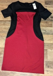 NEW PREMISE DRESSES PONTE DRESS SIZE 8 RED BLACK $128 - Picture 1 of 3