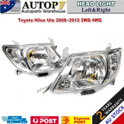 Set Pair LH+RH Head Light Front Lamp For Toyota Hilux Ute 2008~2012 2WD / 4WD - image 1 of 4