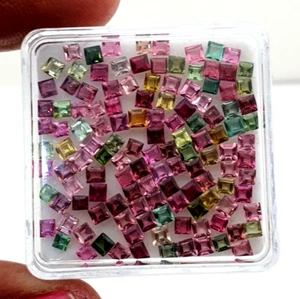 Natural Multi Tourmaline Square Cut Loose Gemstone Lot 50 Pcs 2.50 MM - Picture 1 of 4