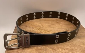 Levi's Boys (26-28) Black Leather Belt Double Prong Silvertone Buckle 12LV0253 - Picture 1 of 4