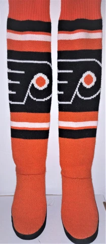 Philadelphia Flyers Womens Knit Knee High Slippers w/ Rubber Sole - Size 9-10 Cover