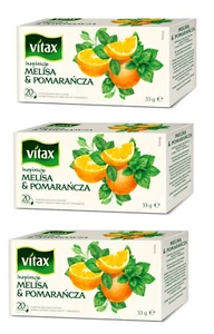 Pack of 3 VITAX- Lemon Balm and Orange Herbal And Fruit Tea 33 g (1.1 Oz) - Picture 1 of 5