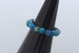 Variscit Variszi Edelstein Ring Kugel Perlengröße Ø 4mm | Fingerring Elastik Ba - Bild 1 von 2