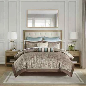 Madison Park Aubrey 12 piece Comforter Set Jacquard King - Picture 1 of 6