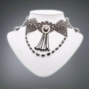 QUEEN OF DARKNESS COLLAR HALSBAND BLACK LACE  ANL-085/15 GOTHIC NEW - Bild 1 von 1