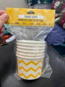 White & Yellow Pattern 6Pk Treat Cups 9 Fl oz. New!!! - Picture 1 of 1