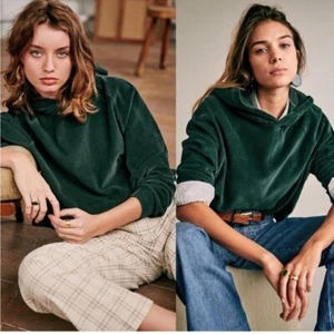 Sezane Mary Sweatshirt Hoodie Sage Green Size XS Velvet French Loungewear Cord - Picture 1 of 14