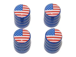 USA American Flag - Tire Rim Valve Stem Caps - Blue - Picture 1 of 1