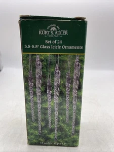Adornos de hielo de cristal transparente retorcido Kurt Adler, juego de 24 piezas - Imagen 1 de 8